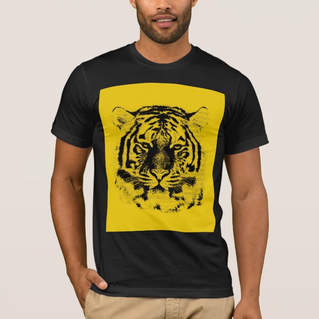 Camiseta Face de Tigre Preta e Amarela (Frente)