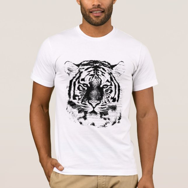 Camiseta Face de Tigre Preta e Branca (Frente)