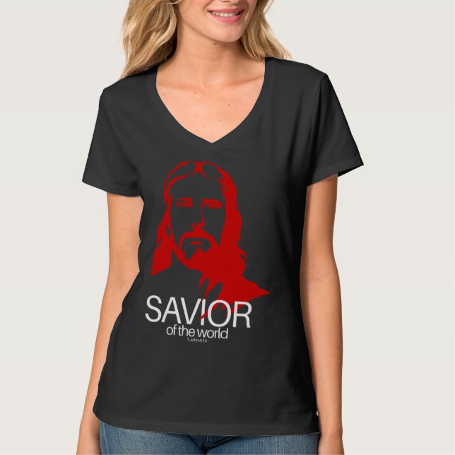 Camiseta Face of Jesus Savior of the World  Christian Bible (Frente)