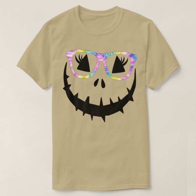 Camiseta Face Pumpkin Halloween Tie Dye Glasses , Jack O La (Frente do Design)