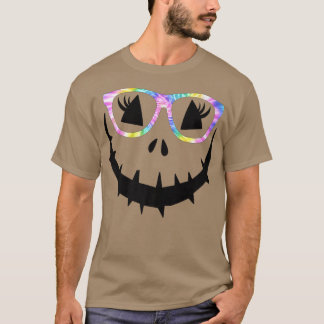 Camiseta Face Pumpkin Halloween Tie Dye Glasses , Jack O La