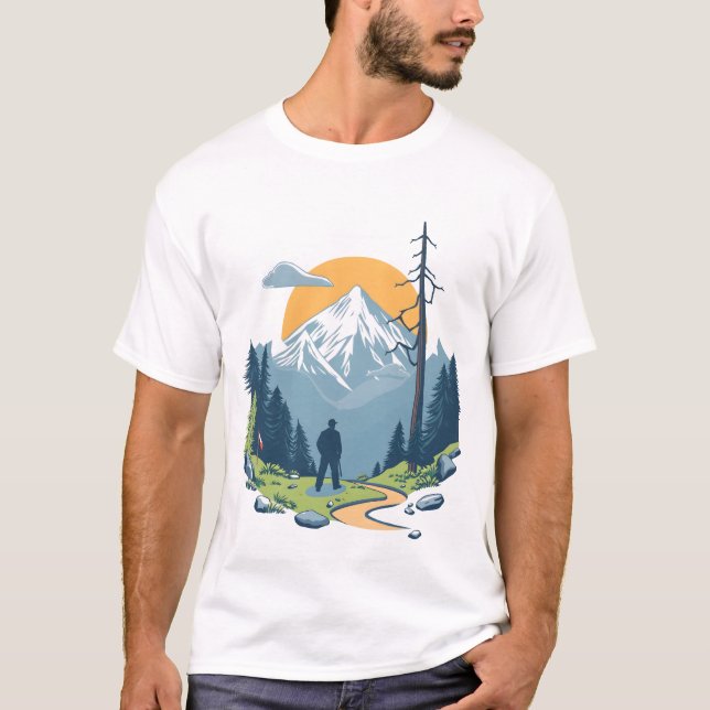Camiseta Face the Mountains – Nature Adventure Graphic Tee (Frente)