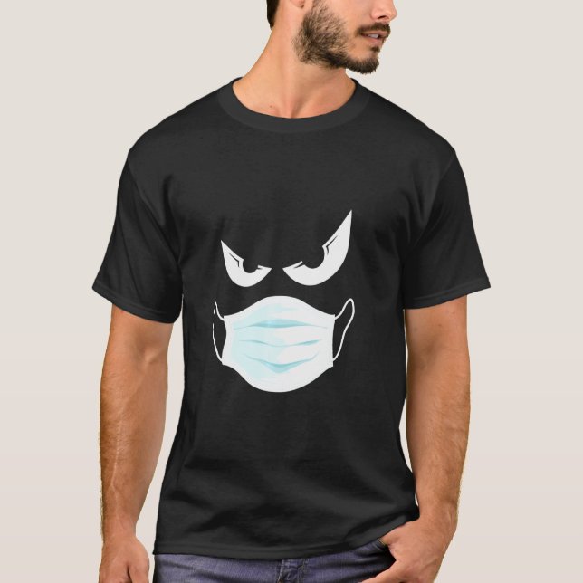 Camiseta Facemask De Halloween Com Truque De Olhos Ou Monst (Frente)