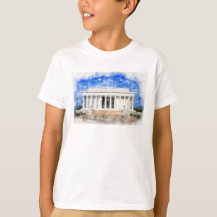 Camiseta fachada do Lincoln Memorial em aquarela