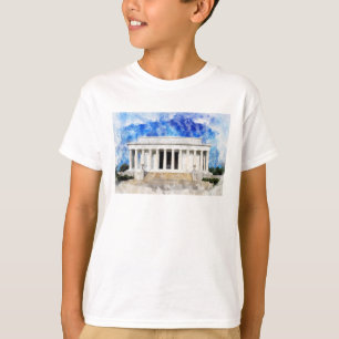 Camiseta fachada do Lincoln Memorial em aquarela