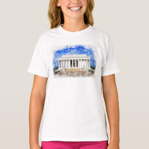 Camiseta fachada do Lincoln Memorial em aquarela
