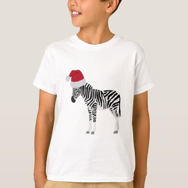 Camiseta Fácil de Zebra Natal com Papai Noel (Frente)
