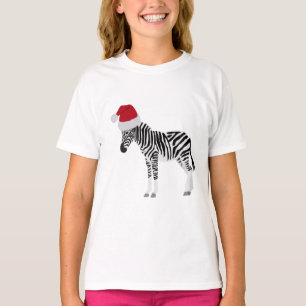 Camiseta Fácil de Zebra Natal com Papai Noel