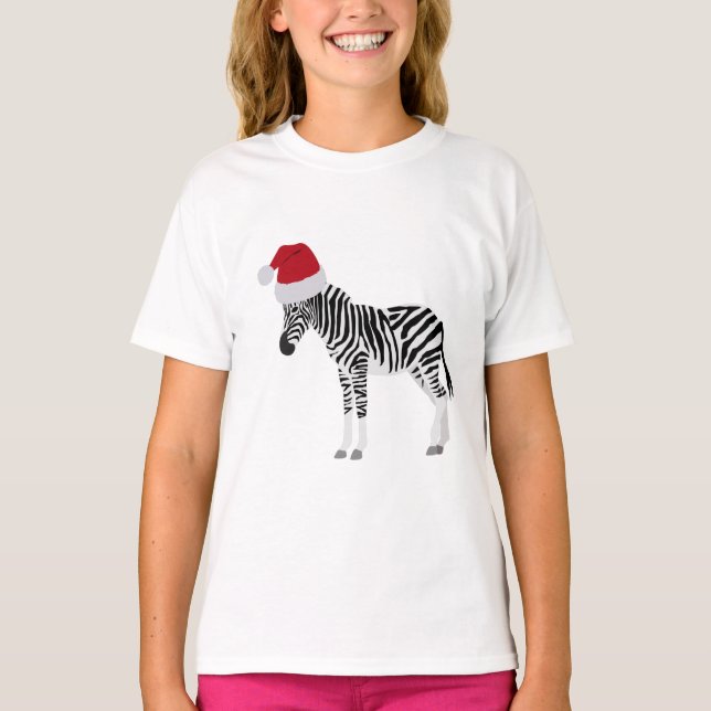 Camiseta Fácil de Zebra Natal com Papai Noel (Frente)