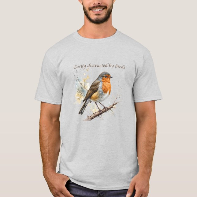 Camiseta Fácil distração com a citação divertida do Birds (Frente)
