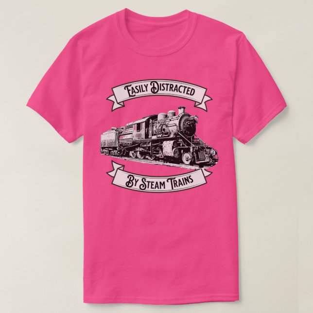 Camiseta Fácil distração com a locomotiva do motor dos comb (Frente do Design)