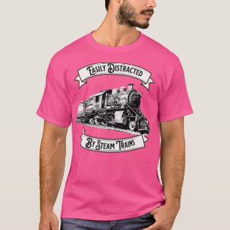 Camiseta Fácil distração com a locomotiva do motor dos comb