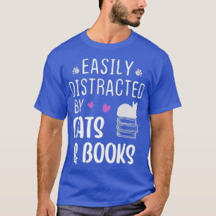 Camiseta Fácil distração de gatos e livros