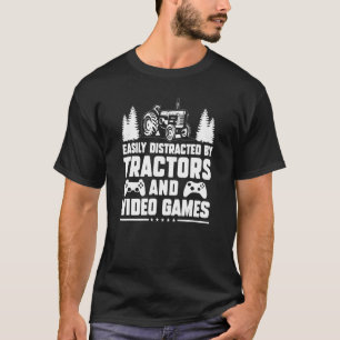 Camiseta Fácil distração de tratores e Videos games Gam