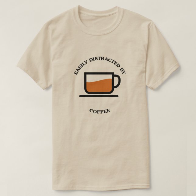 Camiseta Fácil distração do café com café (Frente do Design)