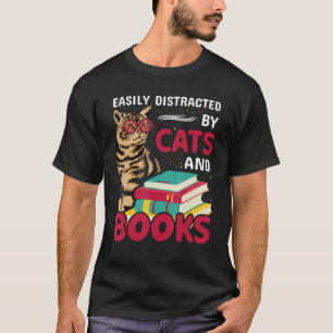 Camiseta Fácil Distração Pela Biblioteca De Leitores De Gat
