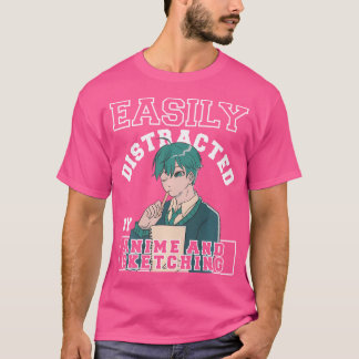 Camiseta Fácil Distração Por Animes E Esboço Por Um Ot