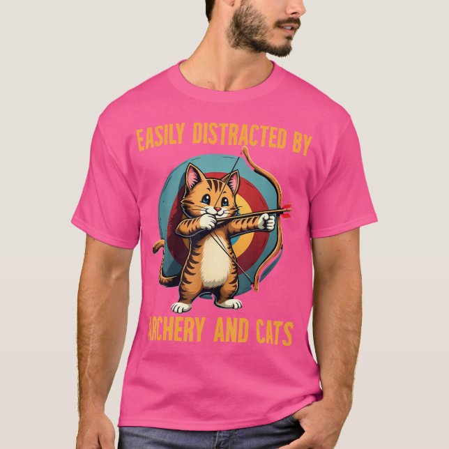 Camiseta Fácil Distração Por Arcos E Gatos Engraçados Cat P (Frente)