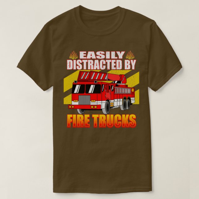 Camiseta Fácil distração por bombeiros (Frente do Design)