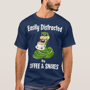 Camiseta Fácil Distração Por Café E Cobra Engraçado Cobra H