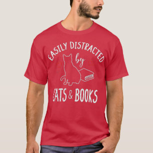 Camiseta Fácil Distração Por Cats E Livros E Cat L