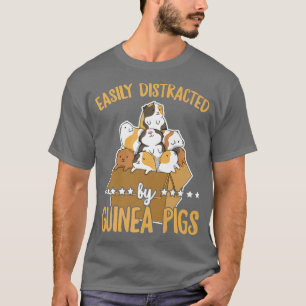 Camiseta Fácil distração por cobaias Citação de um Guine
