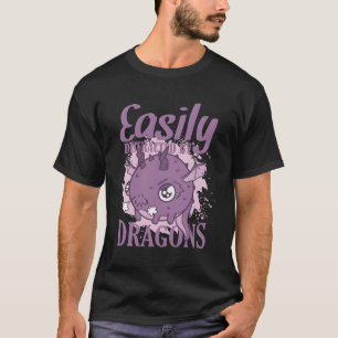 Camiseta Fácil Distração Por Dragões Animal Dragon