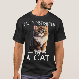 Camiseta Fácil distração por gatos