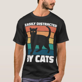 Camiseta Fácil Distração Por Gatos Cute Kitten Proprietário
