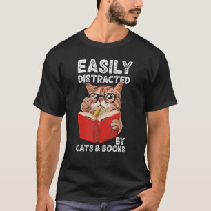 Camiseta Fácil distração por Gatos e Livros Cat 7