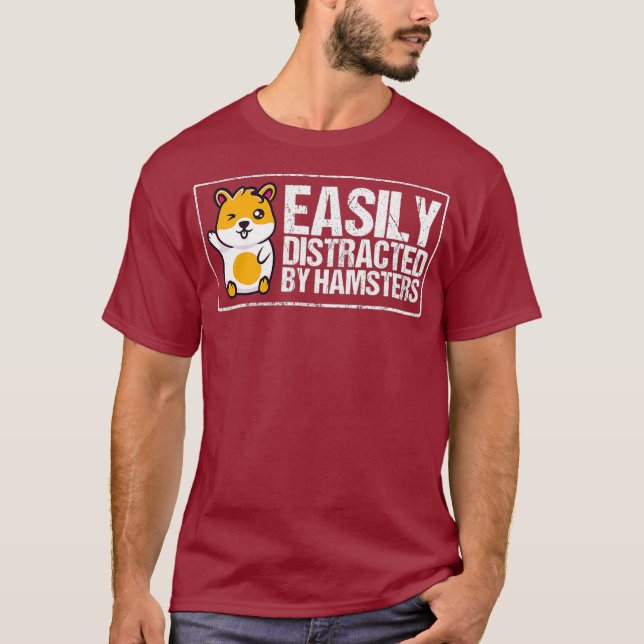 Camiseta Fácil Distração Por Hamsters Que Dão Um Hamster En (Frente)