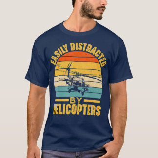 Camiseta Fácil Distração Por Helicópteros Piloto Funny