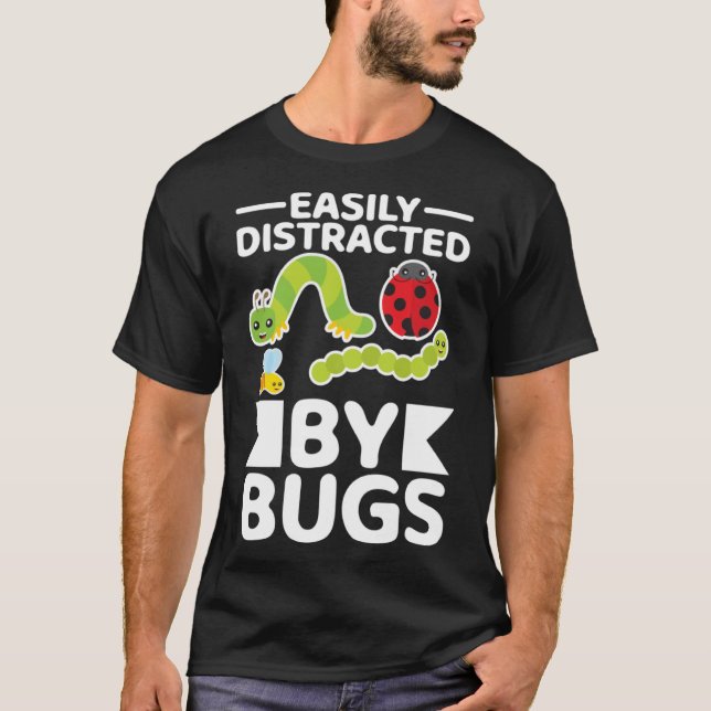 Camiseta Fácil Distração Por Insetos Insetos De Entomologia (Frente)