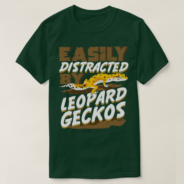 Camiseta Fácil Distração Por Leopard Geckos (Frente do Design)