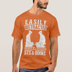 Camiseta Fácil Distração Por Livros De Gatos Presentes Para