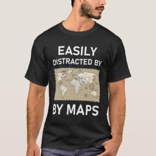 Camiseta Fácil Distração Por Mapas Mapeando A Geografia