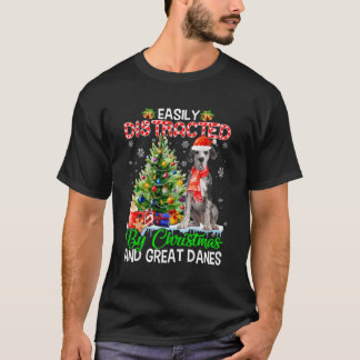 Camiseta Fácil Distração Por Natal E Grandes Dinamarqueses 
