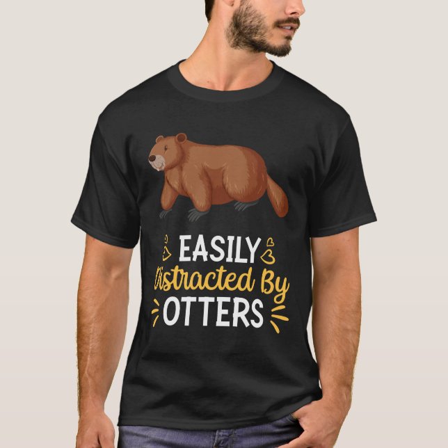 Camiseta Fácil Distração Por Otters (Frente)