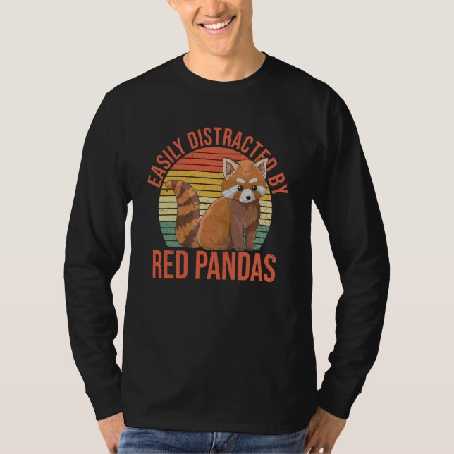 Camiseta Fácil Distração Por Pandas Vermelhas Para Um Panda (Frente)