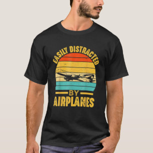 Camiseta Fácil Distração Por Piloto De Aviões Oferece Engra