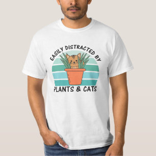 Camiseta Fácil Distração Por Plantas E Gatos De Plantas
