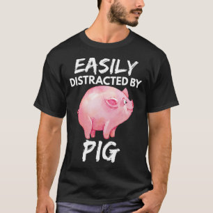 Camiseta Fácil Distração Por Porcos Engraçados Pig Lovers F