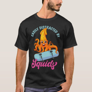 Camiseta Fácil Distração Por Tentáculos De Lulas Do Mar De