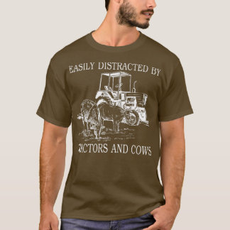Camiseta Fácil Distração Por Tratores E Vacas, Explorações
