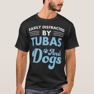 Camiseta Fácil distração por tubas e cães