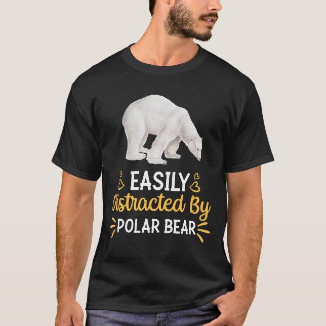 Camiseta Fácil Distração por urso polar (Frente)