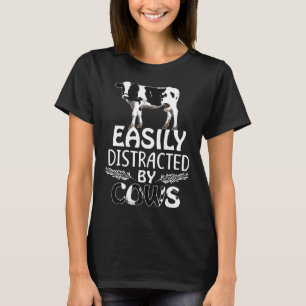 Camiseta Fácil Distração Por Vacas-Vaca Mulheres Fazedoras