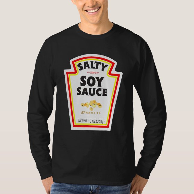 Camiseta Fácil Fantasia de Halloween Salgada Molho de Soja  (Frente)