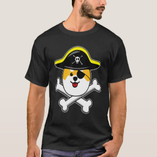 Camiseta Fácil Fantasia de Pirata Corgi Ossos Cruzados de H