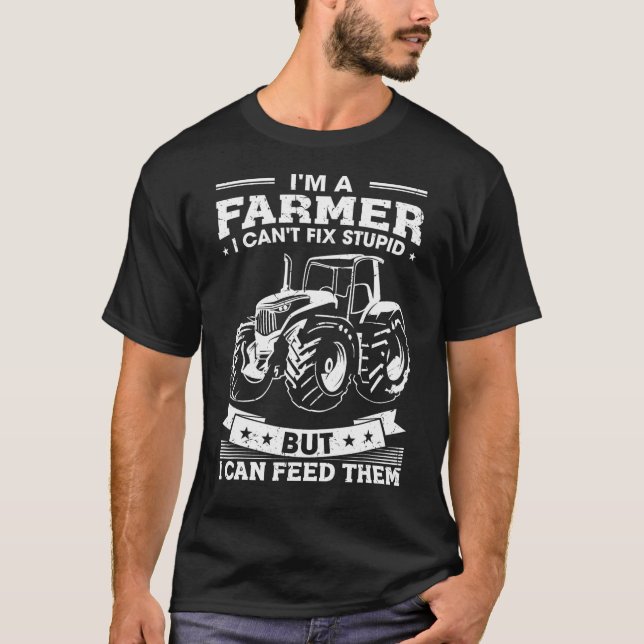 Camiseta Fácil Trator De Agricultura Eu Sou Um Agricultor E (Frente)